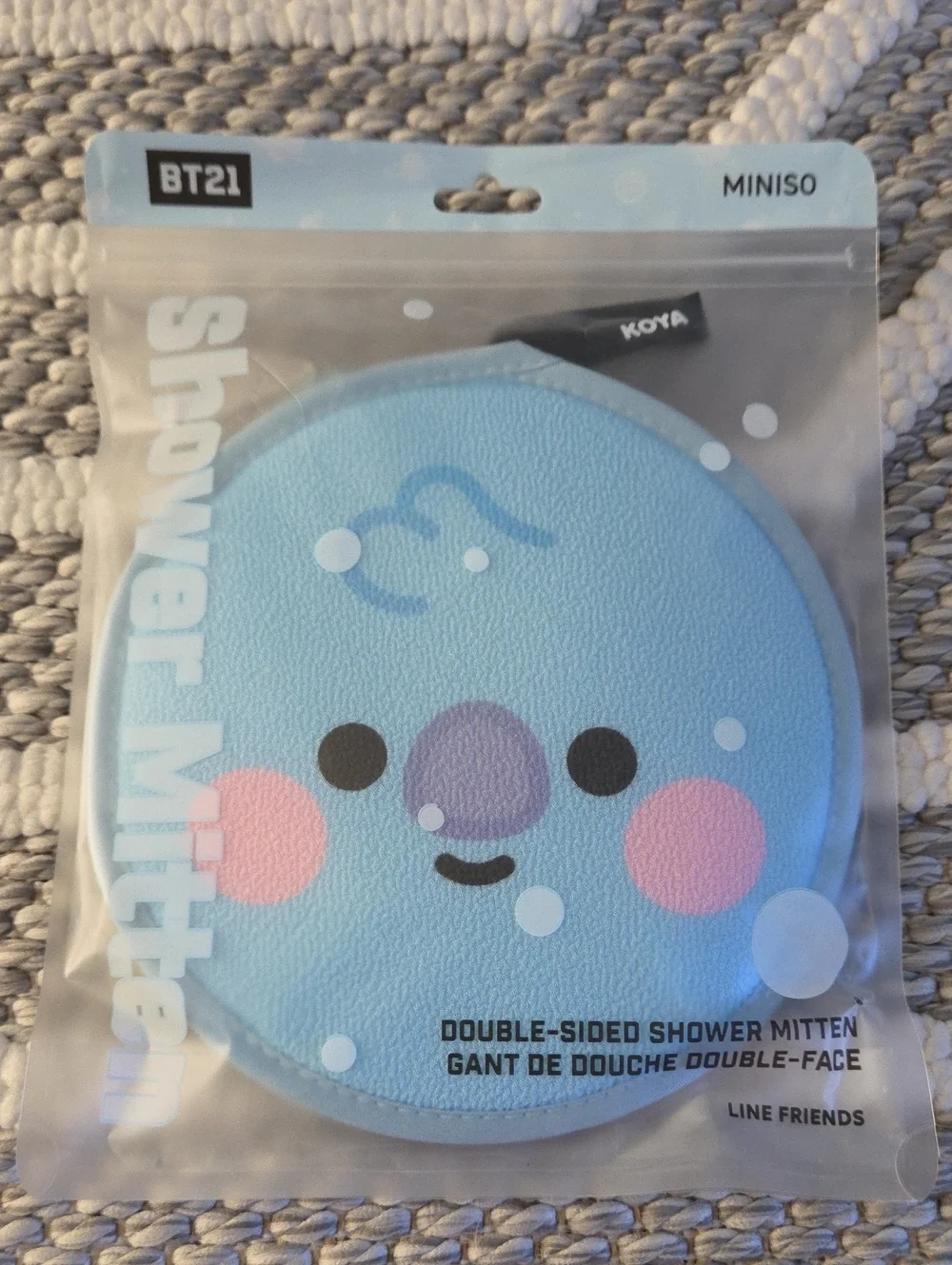 BT21 Koya Light Blue Double-Sided Shower Mitten by